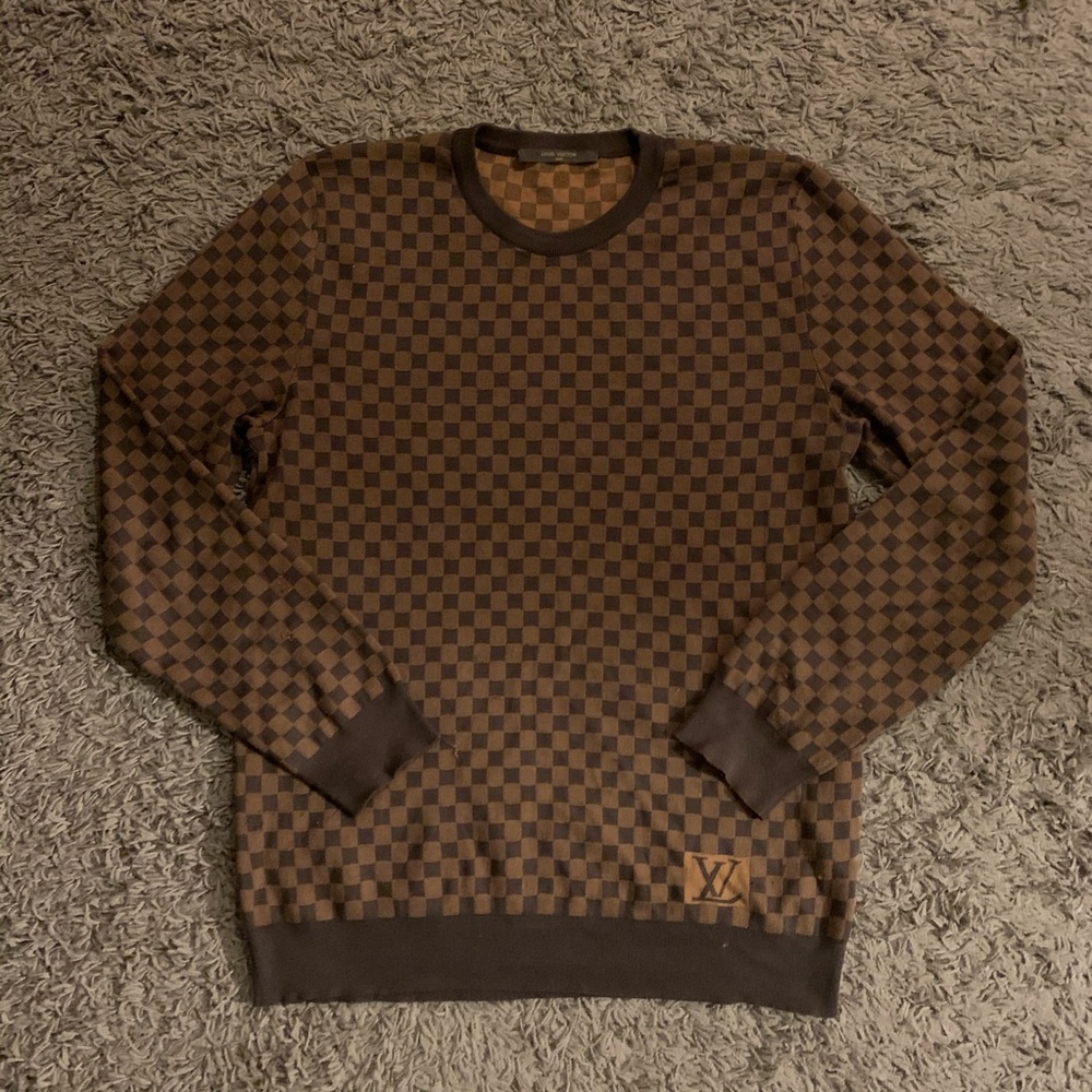 Vintage Louis Vuitton Damier Ebene Brown Sweater.